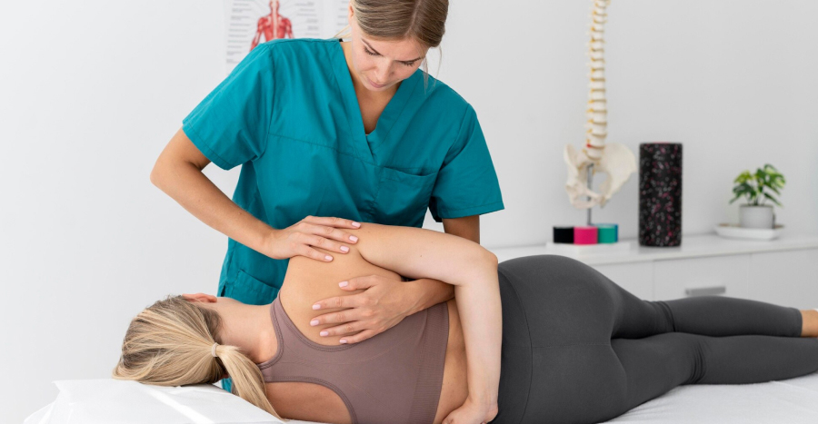 Chiropractor performing spinal adjustment at Morisset Doctors